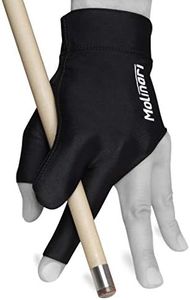 Quality gloves Molinari Billiard Pool Cue Glove - for Left Hand (Right-Handed Player), Medium, Black