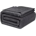 KANKAEU Fleece Blanket Queen Size, 380GSM Thick Warm Blanket, Bed Throws for Winter, Soft Sofa Throw, Flannel Fluffy Blanket for Bed and Couch Travel, Anthracite, 200x230 cm