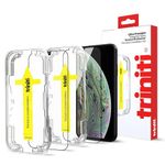 TRINITI 2 PACK Tempered Glass Screen Protector with Easy Install Kit for Apple iPhone X, iPhone XS, iPhone 11 Pro, Glass Film 9H HD, Premium Protection 5.8 Inch