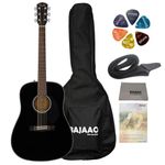 Fender CD60S Acoustic Guitar Dreadnought with Gig-Bag, Polishing Cloth, Strap, Picks & E-Book - Black