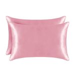 NAFAY LIVING Pink Satin Pillowcase- Pack of 2 Super Soft Satin Pillowcase for Hair and Skin with Envelope Closure Design-Wrinkle Free & Anti Bacterial Pillow Case 50x75cm