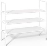 Sakugi Shoe Rack with Non-Woven Fabric - X-Large Shoe Organizer, 3-Tier Shoe Storage Rack, Sturdy Shoe Rack for Closet, Garage & Corridor, Stackable Shoe Rack for Entryway, White