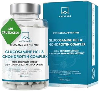 Glucosamina y Condroitina Súper Concentradas + MSM, Extracto de Boswellia y Vitamina C - Libre de alérgenos de pescado y crustáceos - 180 Cápsulas de Glucosamina Condroitina MSM