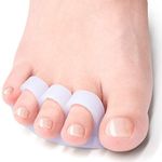 Welnove Hammer Toe Crests Straightener 4 Pcs Gel Toe Support Pads Cushion(3 Loops White) Relief for Overlapping-Curled-Hammer-Claw Toes