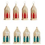 BWO Beautiful Collection Decorative Hanging Lantern | Laltern Lamp with Tealight Candle Holder (Set of 8, Combo)