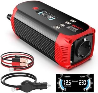 BELTTT 500W/1000W Inversor 12V 220V, Convertidor Transformador CC 12v a CA 220v Convertidor de Potencia con Salida UE, 4 Puertos USB y Pantalla LCD Inteligente, para Coche/Exterior/Cámping