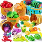 JOYIN 69-Piece Color Sorting Play Food Set - Learning Toys for Boys & Girls, Cutting Food Toy, Kitchen Accessories for Kids, Toddler Sorting /Fine Motor Skills Toy, Daycare/Preschool Educational Toys