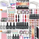 MAGIC ARMOR Acrylic Nail Kit Gel Nail Polish with mini Nail Lamp and Fake Nails and Nail Glue Nail Art brushes Manicure Tools Nail Rhinestones, for Salon and Beginner Nail Art Extension