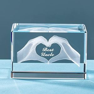 ERWEI Gifts for Uncle Engraved with Best Uncle in Cube Glass Crystal Figurines Special Uncle Gifts from Niece/Nephew, Best Uncle Gifts for Birthday Thanksgiving Father's Day Anniversary Christmas