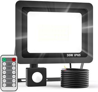 Realky 30W Projecteur Extérieur LED Détecteur de Mouvement avec Télécommande, 3000LM LED Spot Extérieur 6500K Luminosité Réglable & Fonction de Synchronisation Lampe d'extérieur IP65 pour Jardin Cours