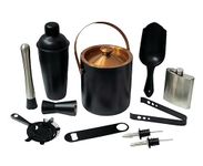 Nooks Stainless Steel Barware Kits and Accessories in Black Color (1.5ltr) for Home, bar and Mini bar (Pack of 11)(Made in India)