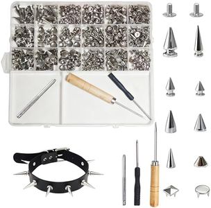 455 Pcs Punk Spikes and Studs Kit, 10 Sizes Metal Cone and Square Studs for Clothing and Leathercraft, DIY Punk Style Decoration for Jackets, Bags, Belts and Dog Collars