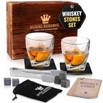 Whisky Gift Set – Whisky Glass Set of 2, Stones, Coasters & Wooden Box – Birthday Gifts for Men Husband Friend Dad Boyfriend Brother Boss Father in Law - Whiskey Gift Sets for Men by Royal Reserve