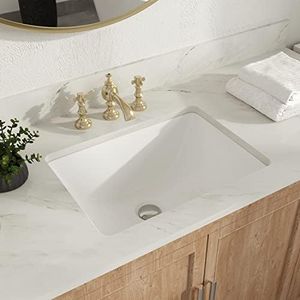 DeerValley DV-1U306 Ursa Undermount Bathroom Sink, 18'' x 13'' Vessel Sinks Rectangle Undermount Sink Modern White Ceramic Vanity Vessel Sink with Overflow