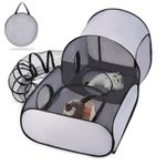 Tailtastic Dog Playpen with Surround Tunnel, Outdoor/Indoor Cat Playpen with Breathable Soft Sides,Cat Enclosure Tent for Small Animals, Portable Cat Tent with Carry Bag (Large)