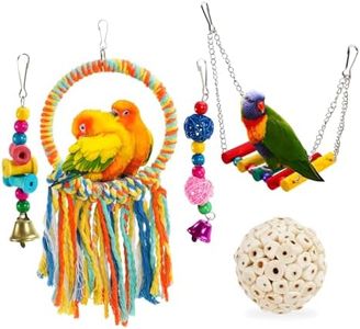 TogyGooty Pet Bird Toys, Parakeet Toys Natural Birds Toy Bird Cage Accessories, Swinging Chewing Hanging Standing Birds Swings Suitable for Budgerigar, Parakeet, Conure, Lovebird, Cockatiel