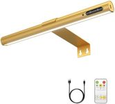 Olafus Picture Light Battery Operated with Remote, Rechargeable Wireless Wall Light, 3 Color Temperatures, Infinite Dimming and Timer, Cordless Art Frame Lighting, Gallery Painting Display Lamp Gold