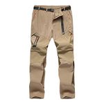 CAMOFOXIN Men's Hiking Pants Outdoor Convertible Quick Dry Fishing Pants & Shorts (Khaki, Black), Khaki, 34W x 34L