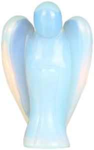 HSLXBY Ángel Figurine Gemstones,Ángel De La Guarda Statue Decoration,Opal Stone Angel Figurines,Angel Guardian Angel Statue,Fortune Amulet Decorative Ornament（1.5 Inch）