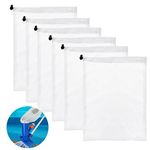 Thinp 6 Pack 31 X 23cm Fine Mesh Bags Pool Vacuum Net Bag Replacement Bag with Pull & Lock Cord Pool Cleaner Net Fine Mesh Filter Bags for Pool Vacuum Pool Aquariums Ponds Leaf Catcher