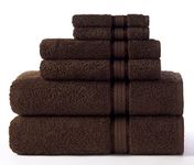 COTTON CRAFT Ultra Soft 6 Piece Towel Set - Highly Absorbent Bathroom Shower- Premium Ringspun Cotton 580 GSM- 2 Oversized Large Bath Towels 30x54, 2 Hand Towels 16x28, 2 Wash Cloths 12x12- Chocolate