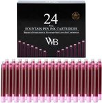 Wordsworth & Black 24 Pack Fountain Pen Ink Refills - Set of 24 Pink Ink Cartridges - International Standard Size - Length APPR 1.5" - Base Diameter APPR 0.24" - Disposable and Generic