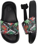 Otojaku Kids Flip Flops Sandals Toddler Boys Girls Sequin Slides Shower Beach Pool Shoes Slip on Summer Slippers with Back Strap Graffiti Dinosaur 9 Toddler