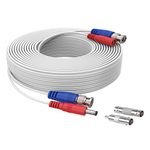 SANNCE 30M 100 Feet Video Power Security Camera Cable for CCTV Surveillance DVR System Installation-White