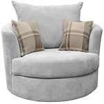 Sofas and More Large Swivel Round Cuddle Chair Fabric (Light Grey)