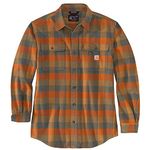 Carhartt Men's Loose Fit Heavyweight Flannel Long Sleeve Plaid Shirt, Carhartt Brown, Large Tall