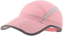 Magracy Unisex Quick Drying Sports Cap Summer Foldable Running Cap with Reflective Brim Outdoor Breathable Mesh Hat Pink