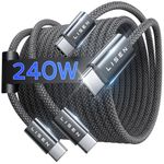 LISEN 240W USB C Cable, [6.6ft/2 Pack] USB C to USB C Cable, 48-Strand Braid Type C Cable Fast Charge for iPhone 15/Pro/Plus/Max, iPad Pro/Air, MacBook, USB Cable for Samsung Galaxy S23, Google Pixel