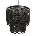 Creative Co-Op DA7756 Black Metal Chandelier with Wood Beads