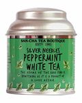 SAN-CHA Tea Boutique Peppermint White Tea (25X3 Cups), Pure Tea Buds Blended With Peppermint Leaves, Worlds Healthiest Tea, Silver Needles White Tea, 25 milligrams