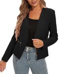 MINTLIMIT Ladies Blazer Linen Feel Loose Suit Tailored Tops for Women Loose (Black M)