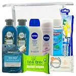 Ladies Travel Toiletries Set - Airport-Approved Toiletry Essentials for Women's – Suitable for Air Travel in Hand Luggage – All 100ml or Under – Includes Clear Security Approved Wash Bag