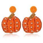 Halloween Earrings for Women Cute Pumpkin Beaded Dangle Earrings Halloween Holiday Costumes Party Jewelry Gifts for Kids Girls, Alloy, Beads, No Gemstone