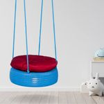 Swingzy Tyre Swing for Adults and Kids/Swing for Indoor/Outdoor, Home, Balcony, Garden/Tree Swing with Net Seat Backyard, Playground, Playroom/Swing for Kids/Swings for Adults with Cushion (Blue)