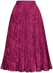 GRACE KARIN Womens Casual A-Line Chiffon Skirts Pleated Swing Skirt Rose Red M