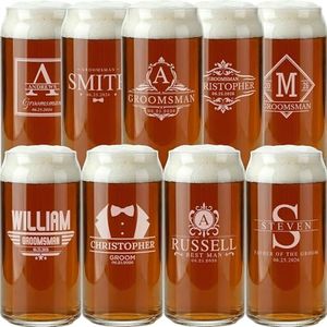 Personalized Groomsmen Beer Can Glass Gifts - Custom Groomsman Gift -Personalized Wedding Beer Can Glass - Groomsman Proposal - 20 oz Engraved Groomsmen Beer Glass - Set of 9