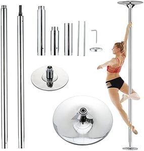 UMEKEN Spinning Static Dance Pole Portable Removable Adjustable 45mm Dancing Pole for Home Exercise Club Party Pub, Dancer Pole for Beginners and Professionals 440lb Weight Capacity, Silver