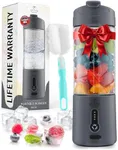 Zulay Kitchen 18 oz Personal Blenders that Crush Ice - USB-C Rechargeable, Cordless Travel Blender - Portable Smoothie Blender On the Go, Frozen Fruits, & Veggies with 6 Sharp Blades (Dark Silver)