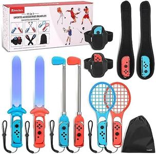 11 in 1 Switch Sports Accessories Bundle, innoAura Switch Sports Games Accessories Kit with Switch Tennis Rackets, Golf Clubs, Swords, Wrist and Leg Strap for Switch/Switch OLED Includes Storage Bag