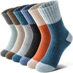 Anlisim Kids Merino Wool Hiking Socks Girls Boys Toddlers Winter Thermal Thick Warm Cushion Crew Boot Socks 6 Pairs(ColorBlocked,4-7 Years)