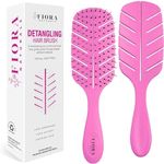 Detangler Brush by Fiora Naturals - 100% Bio-Friendly Detangling brush w/Ultra-Soft Bristles - Glide Through Tangles with Ease - For Curly, Fine, Black Natural, Women, Men, Kids - Dry and Wet Hair