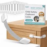 Cupboard Locks for Children (14 Pack) - Baby Proof Cupboard Locks, Child Locks for Kitchen Cupboards, Baby Proofing Cabinet Locks & Drawer Locks, No Drill 3M Adhesive, White - BABY SPROUT®