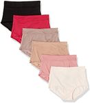 Warner's Women's Blissful Benefits Dig-Free Comfort Waistband Microfiber Brief 6-Pack Rs9046w, Mink/Sunset Blush/Toasted Almond/Black/Rosewater/Vivacious, 3X-Large