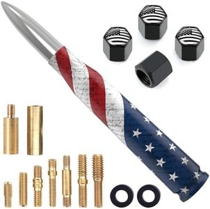 Car Bullet Antenna Replacement with Valve Stem Caps American Flag Style Fits All Chevy & GMC & Dodge Ram & Ford F150 F250 F350 Super Duty Ford Raptor Bronco Truck Model Years (Silver)