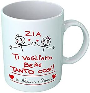 Tazza Zia Personalizzabile Maschietto e Femminuccia Zia Ti Vogliamo Bene Tanto Così Personalizza Nomi Regalo Personalizzato Zia Nipote Tazze Zii Divertenti Regalo Personalizzato Zii