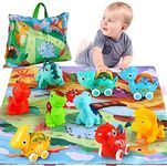 ALASOU 9 PCS Dinosaur Car Toys for 1 Year Old Boy with Playmat/Storage Bag|Baby Toys 1 Year Old Boy Gifts for Toddler Toys 1-2|1st Birthday Gift for Infant 12 18 Months